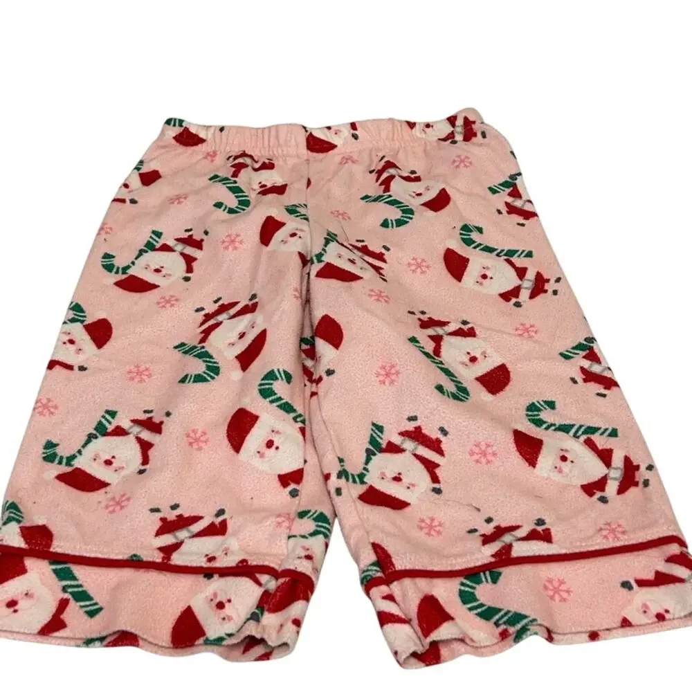 Carters pink sz 18 m Christmas pajama set Santa Claus and candy canes w/red trim